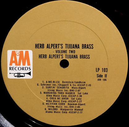 Herb Alpert & The Tijuana Brass : Volume 2 (LP, Album, Tan)