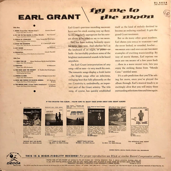 Earl Grant : Fly Me To The Moon (LP, Album, Mono, Glo)