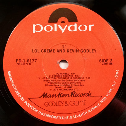 Godley & Creme : L (LP, Album, PRC)