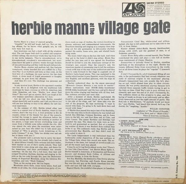 Herbie Mann : Herbie Mann At The Village Gate (LP, Album)