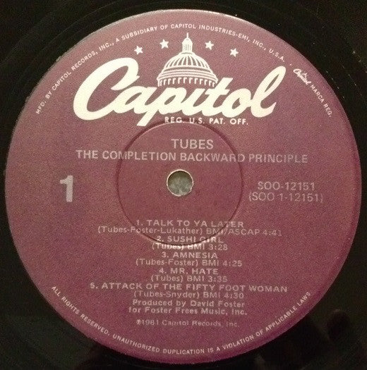 The Tubes : The Completion Backward Principle (LP, Album, Win)