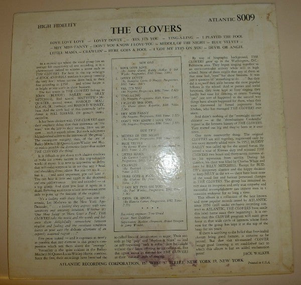 The Clovers : The Clovers (LP, Album, Mono)