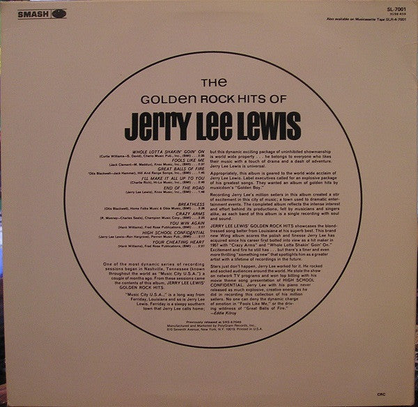 Jerry Lee Lewis : The Golden Rock Hits Of Jerry Lee Lewis (LP, Album, RE, 10-)