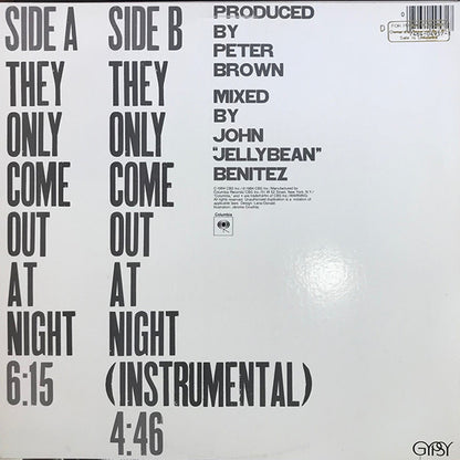Peter Brown (2) : They Only Come Out At Night (12", Single, Promo)