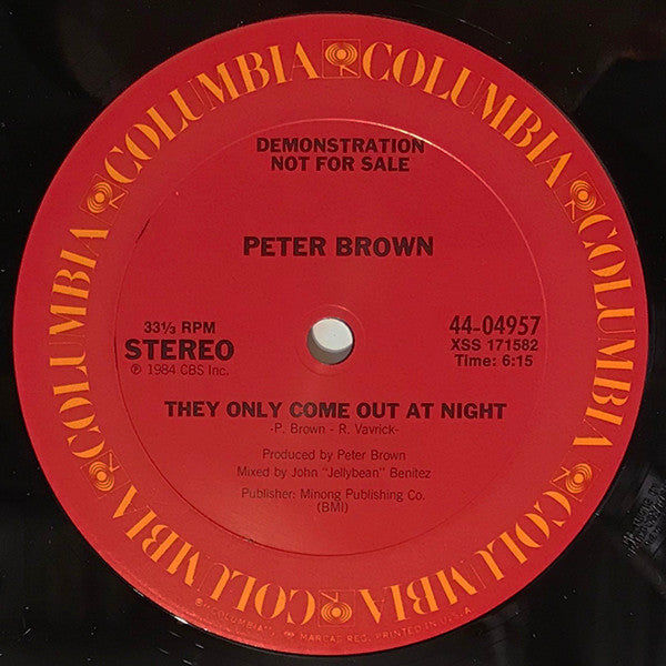 Peter Brown (2) : They Only Come Out At Night (12", Single, Promo)