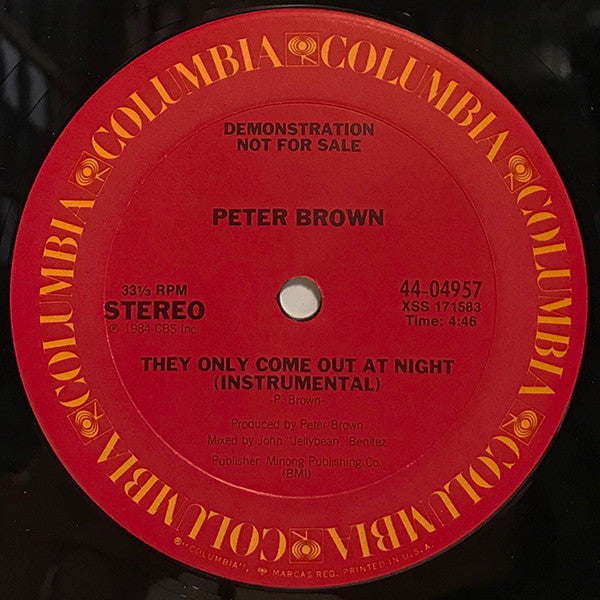 Peter Brown (2) : They Only Come Out At Night (12", Single, Promo)