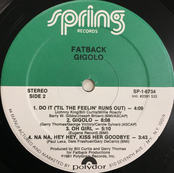 The Fatback Band : Gigolo (LP, Album)