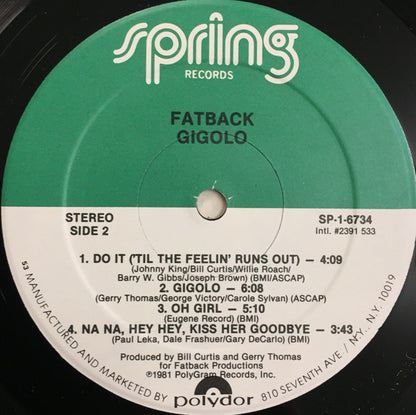 The Fatback Band : Gigolo (LP, Album)