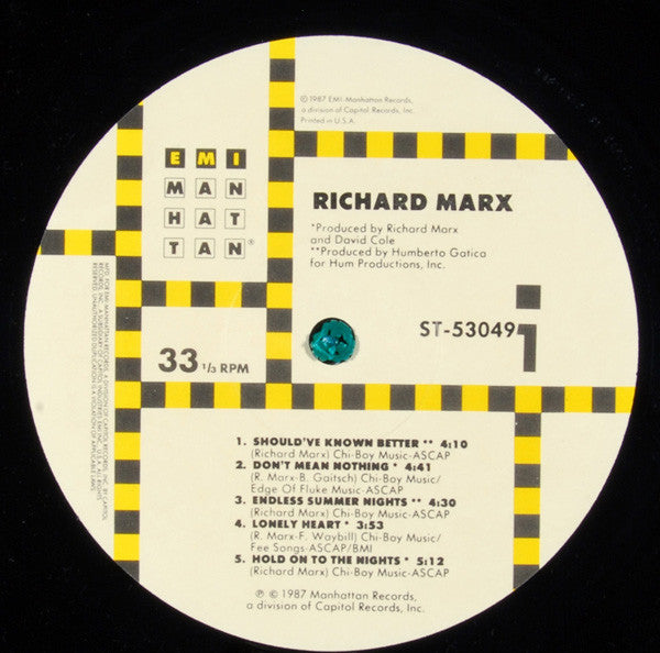 Richard Marx : Richard Marx (LP, Album, Car)