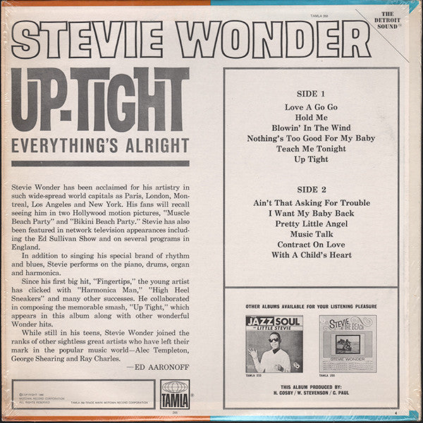 Stevie Wonder : Up-Tight (LP, Album, Mono, Roc)
