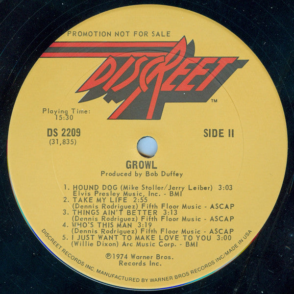 Growl (2) : Growl (LP, Album, Promo)