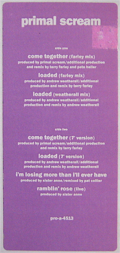 Primal Scream : Come Together (12", Promo)