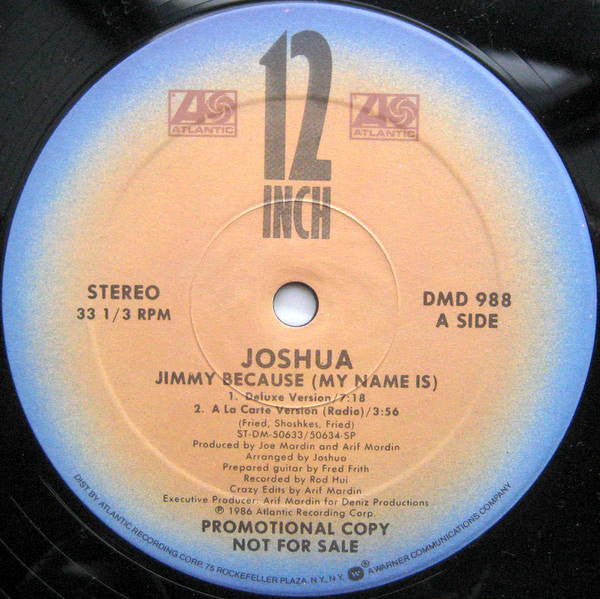 Joshua Fried : Jimmy Because (My Name Is) (12", Promo)