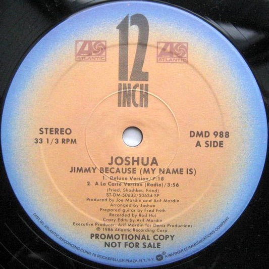Joshua Fried : Jimmy Because (My Name Is) (12", Promo)