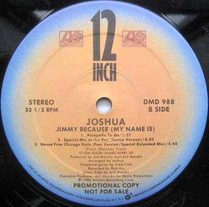 Joshua Fried : Jimmy Because (My Name Is) (12", Promo)
