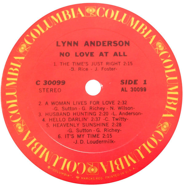 Lynn Anderson : No Love At All (LP, Album, Ter)