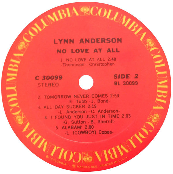 Lynn Anderson : No Love At All (LP, Album, Ter)