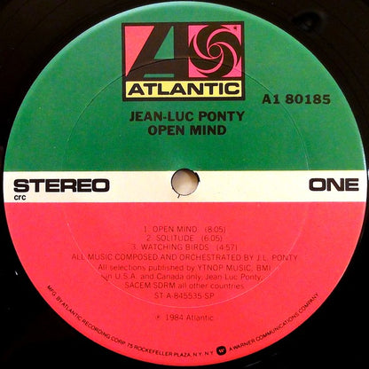 Jean-Luc Ponty : Open Mind (LP, Club)