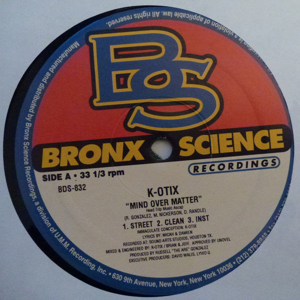 K-Otix : Mind Over Matter / Frequencies  (12")