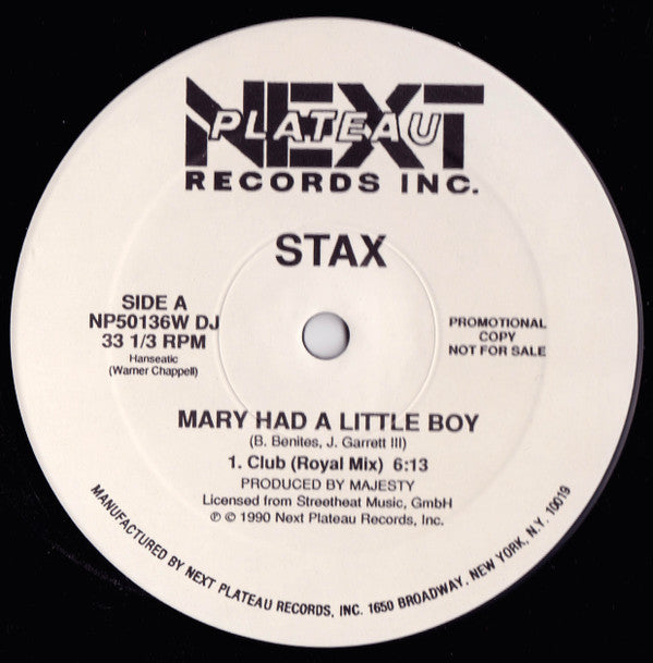 Stax : Mary Had A Little Boy (12", Promo)