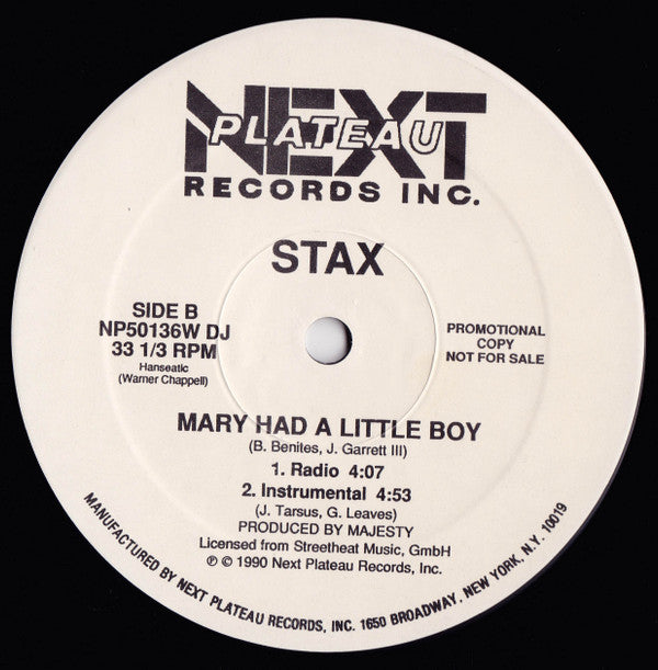 Stax : Mary Had A Little Boy (12", Promo)