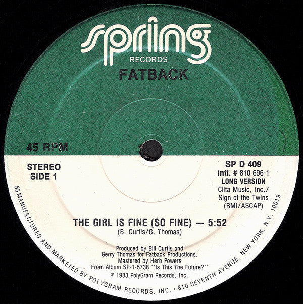 The Fatback Band : The Girl Is Fine (So Fine) (12")
