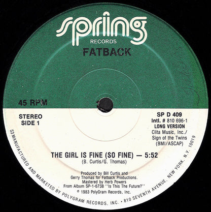 The Fatback Band : The Girl Is Fine (So Fine) (12")