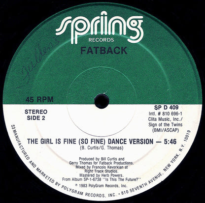 The Fatback Band : The Girl Is Fine (So Fine) (12")