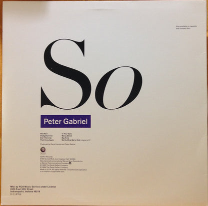 Peter Gabriel : So (LP, Album, Club, RCA)