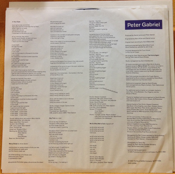 Peter Gabriel : So (LP, Album, Club, RCA)