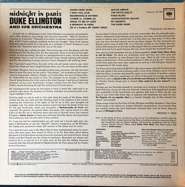 Duke Ellington And His Orchestra : Midnight In Paris (LP, Mono)