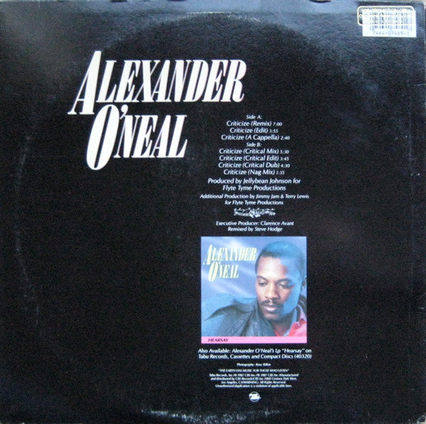 Alexander O'Neal : Criticize (12")