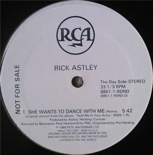 Rick Astley : She Wants To Dance With Me (Night & Day Remixes) (12", Promo)