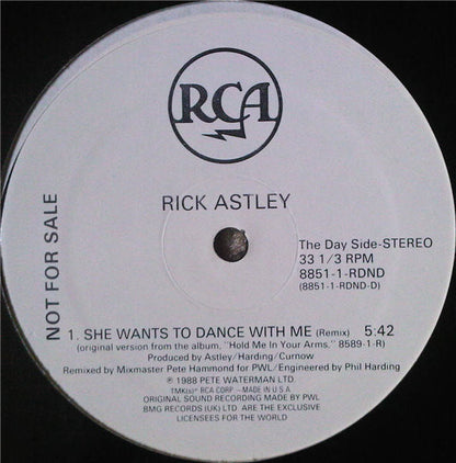Rick Astley : She Wants To Dance With Me (Night & Day Remixes) (12", Promo)