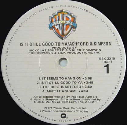 Ashford & Simpson : Is It Still Good To Ya (LP, Album, Win)