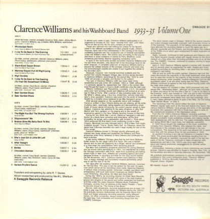 Williams' Washboard Band : 1933~35 Volume One (LP, Album, Comp, Mono)