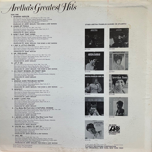 Aretha Franklin : Aretha's Greatest Hits (LP, Comp, RE, SP )