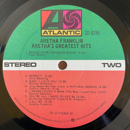 Aretha Franklin : Aretha's Greatest Hits (LP, Comp, RE, SP )