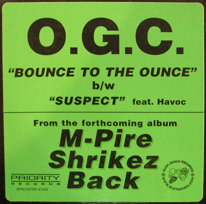 O.G.C. : Bounce To The Ounce (12", Promo)