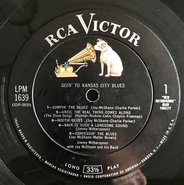 Jimmy Witherspoon With Jay McShann And His Orchestra : Goin' To Kansas City Blues (LP, Album, Mono)