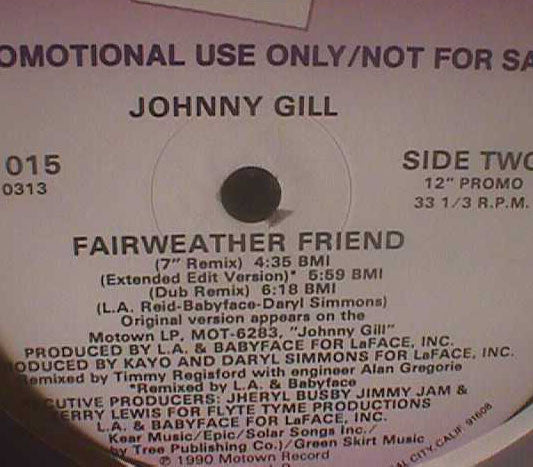 Johnny Gill : Fairweather Friend (12", Promo)