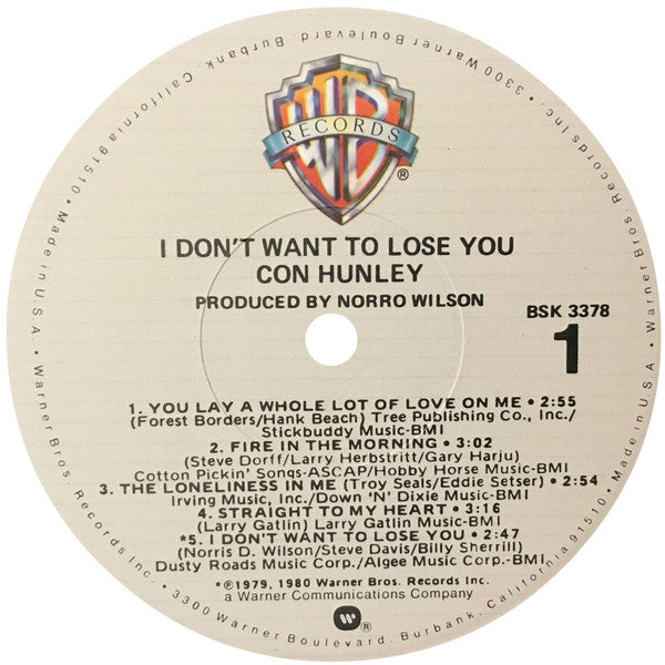 Con Hunley : I Don't Want To Lose You (LP, Album, Win)