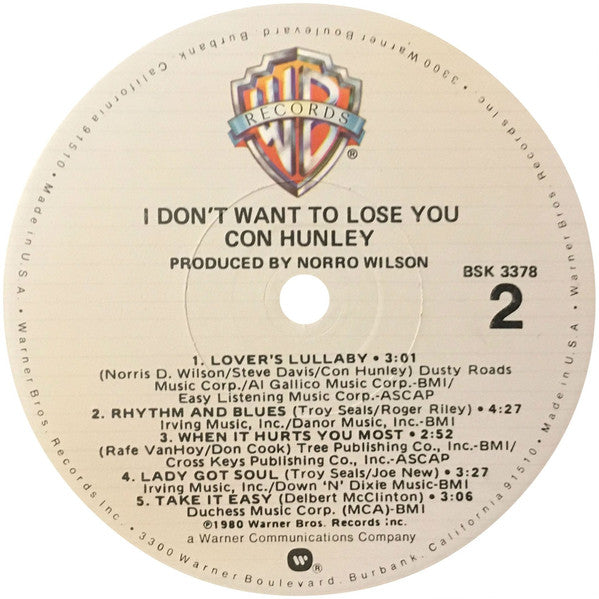 Con Hunley : I Don't Want To Lose You (LP, Album, Win)