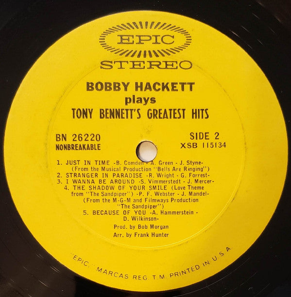 Bobby Hackett : Tony Bennett's Greatest Hits (LP, Album)