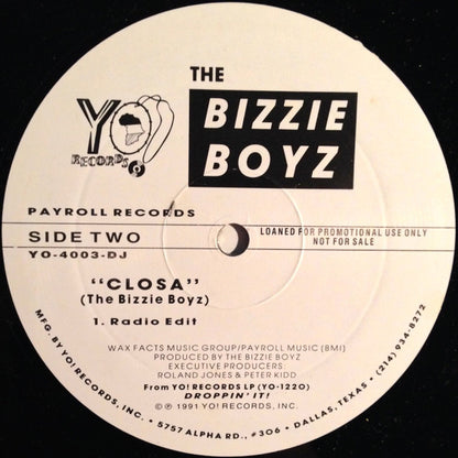 The Bizzie Boyz : Too Deep (12", Single, Promo)