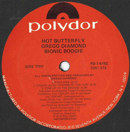 Gregg Diamond, Bionic Boogie : Hot Butterfly (LP, Album, GRT)