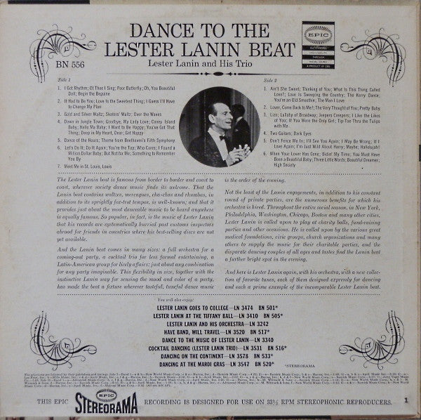 The Lester Lanin Trio : Dance To The Lester Lanin Beat (LP, Album)