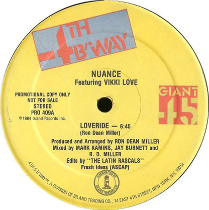 Nuance Featuring Vikki Love : Loveride (12", Promo)