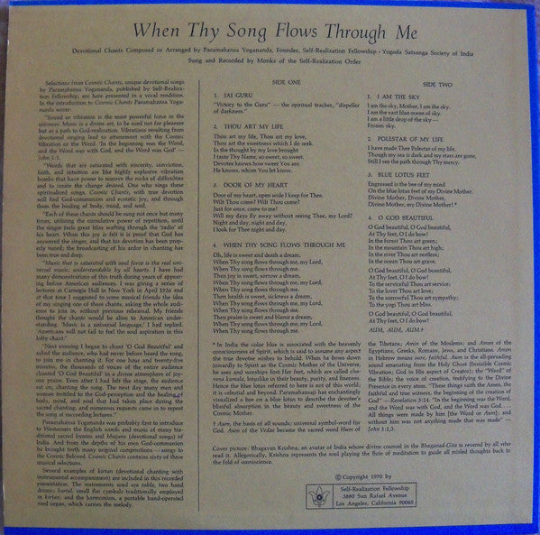 Paramahansa Yogananda - Monks Of The Self-Realization Order : When Thy Song Flows Through Me (LP, Album)
