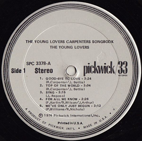 The Young Lovers (2) : Carpenters Song Book (LP, Album)